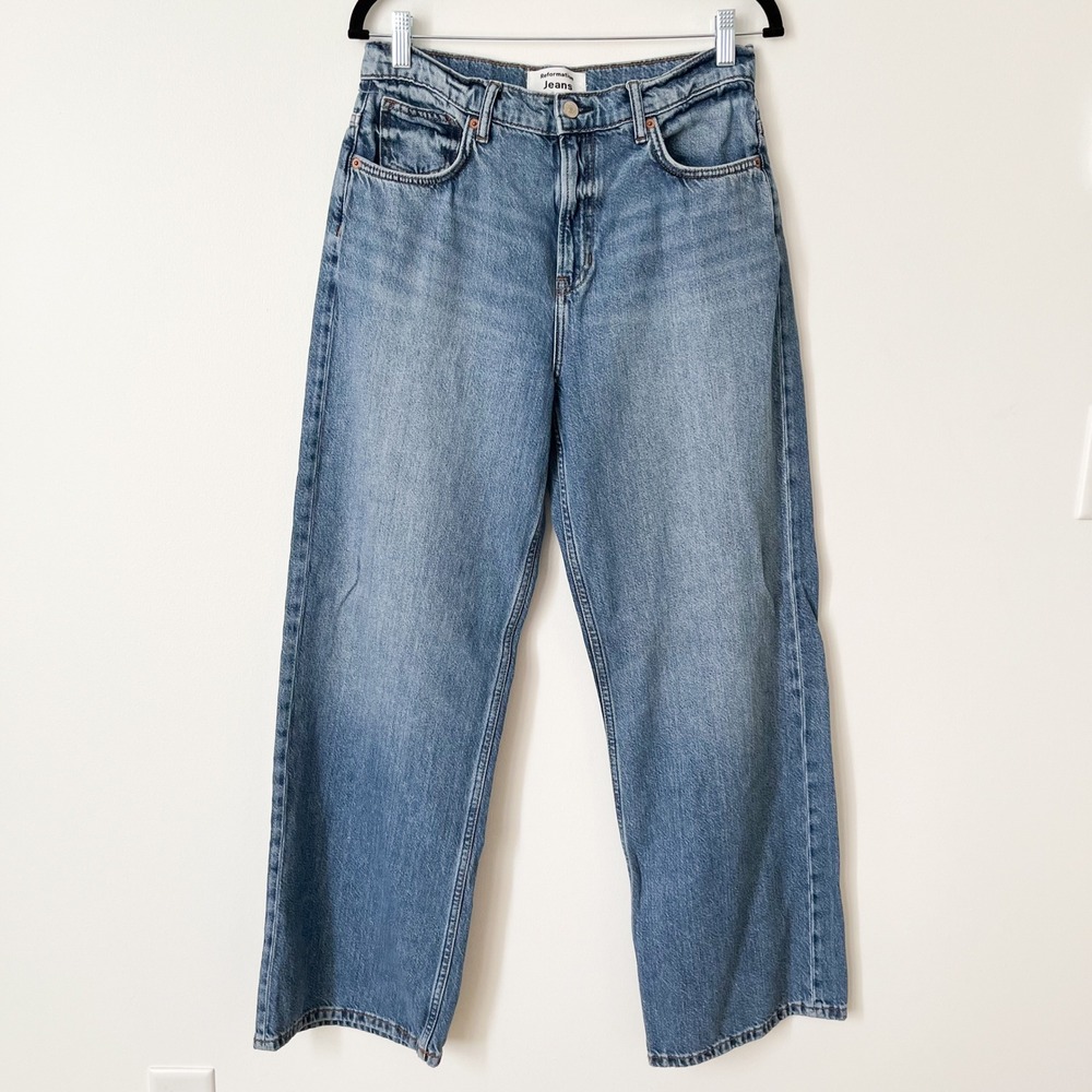 Reformation Organic Cotton High-Rise Wide-Leg Jeans in Light Blue Wash